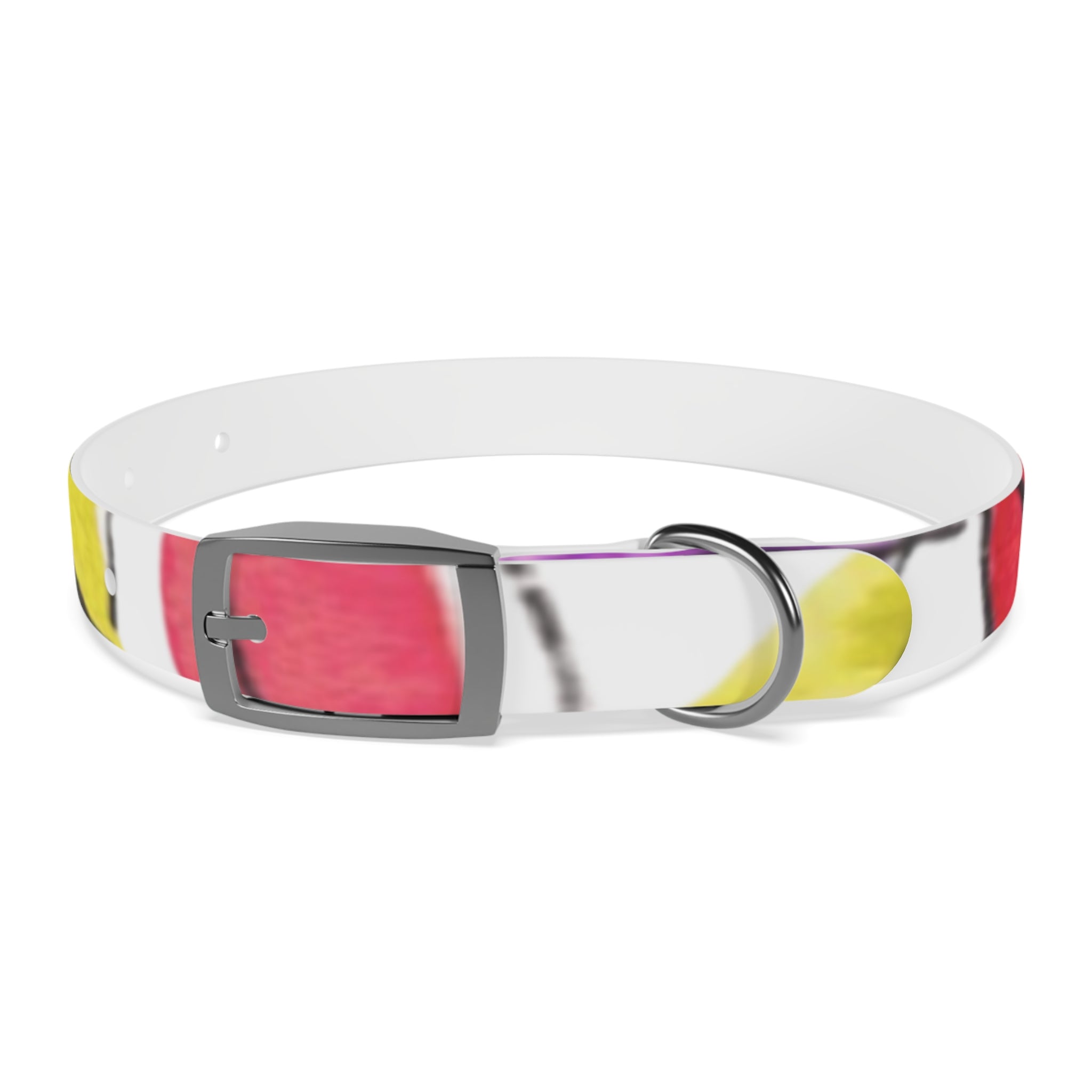Artist Link: Petals Watercolor Dot Dog Collar — Colorful Pink & Yellow Pet Accessory
