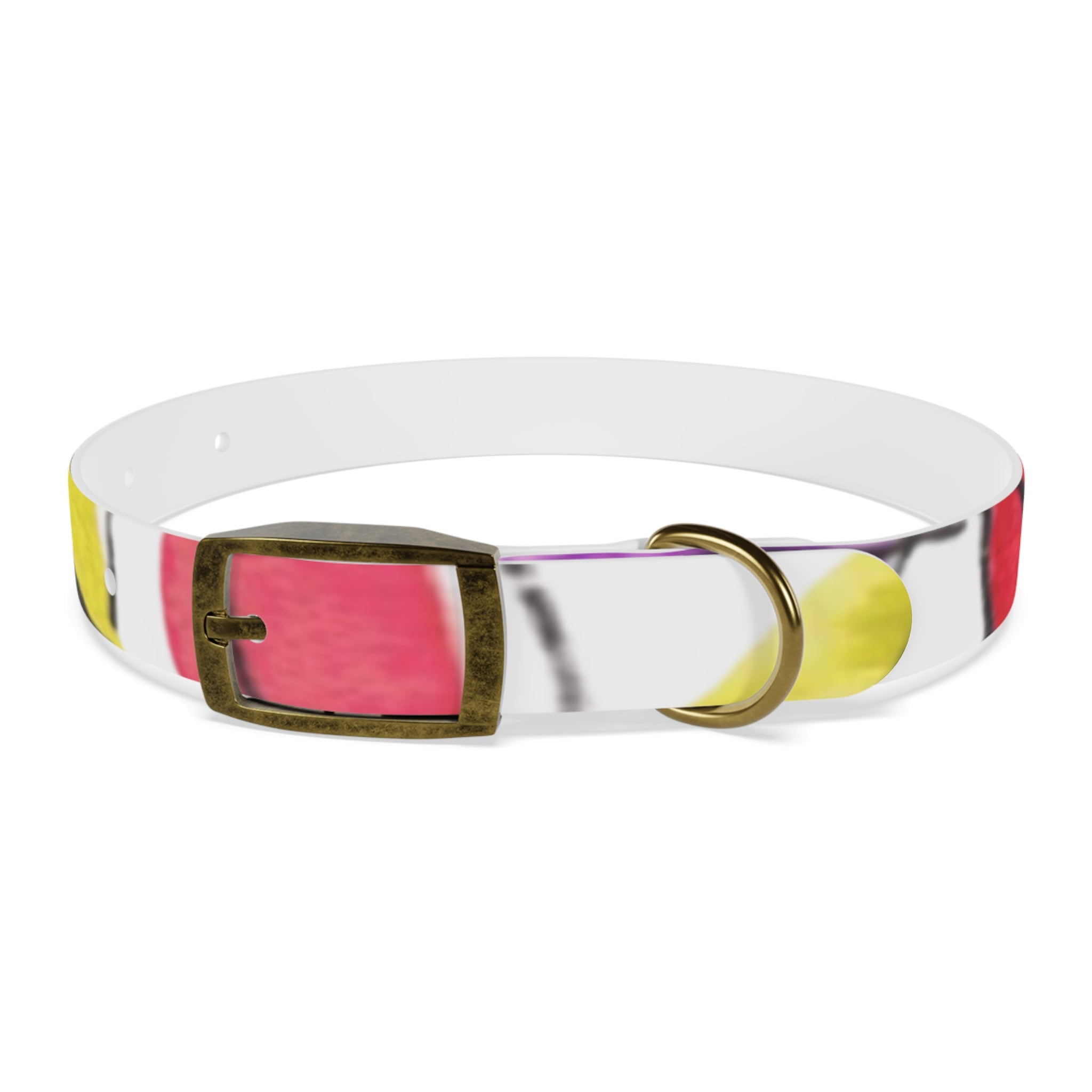 Artist Link: Petals Watercolor Dot Dog Collar — Colorful Pink & Yellow Pet Accessory