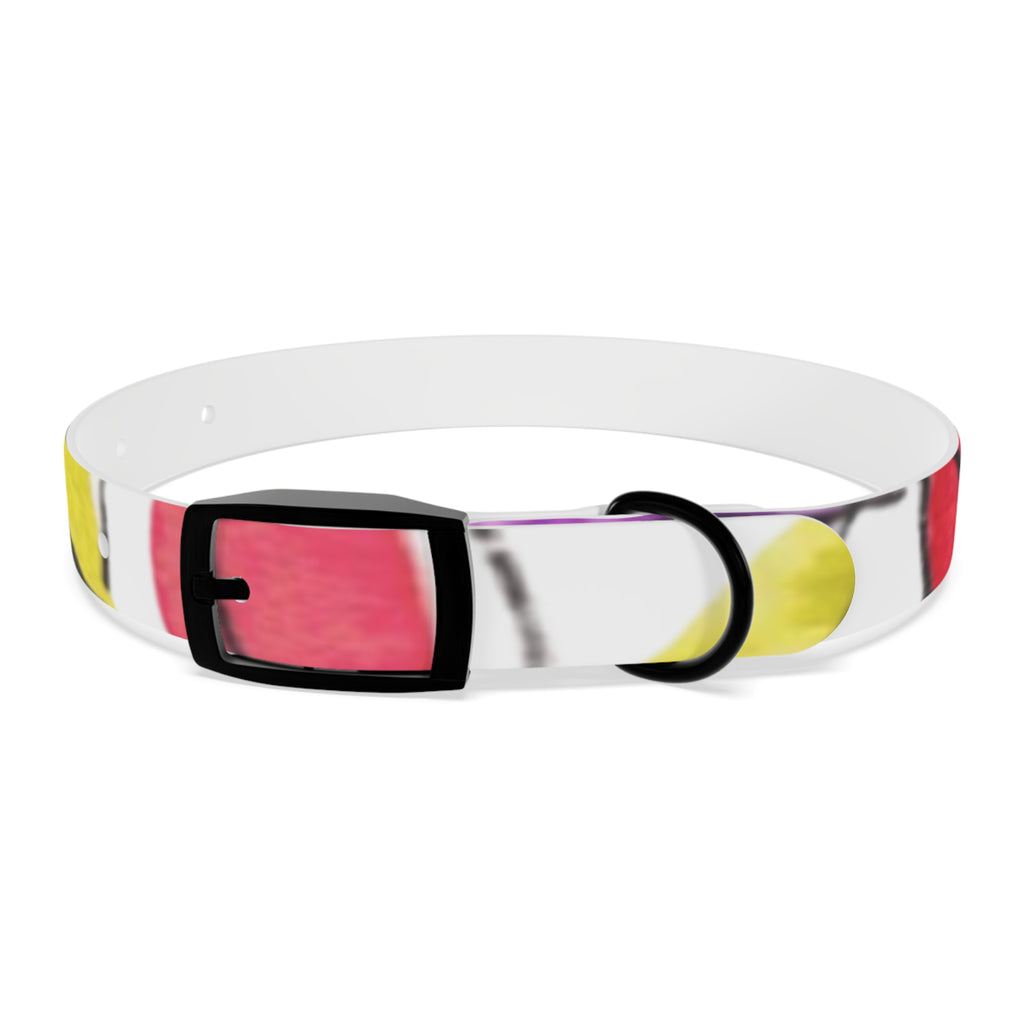 Artist Link: Petals Watercolor Dot Dog Collar — Colorful Pink & Yellow Pet Accessory