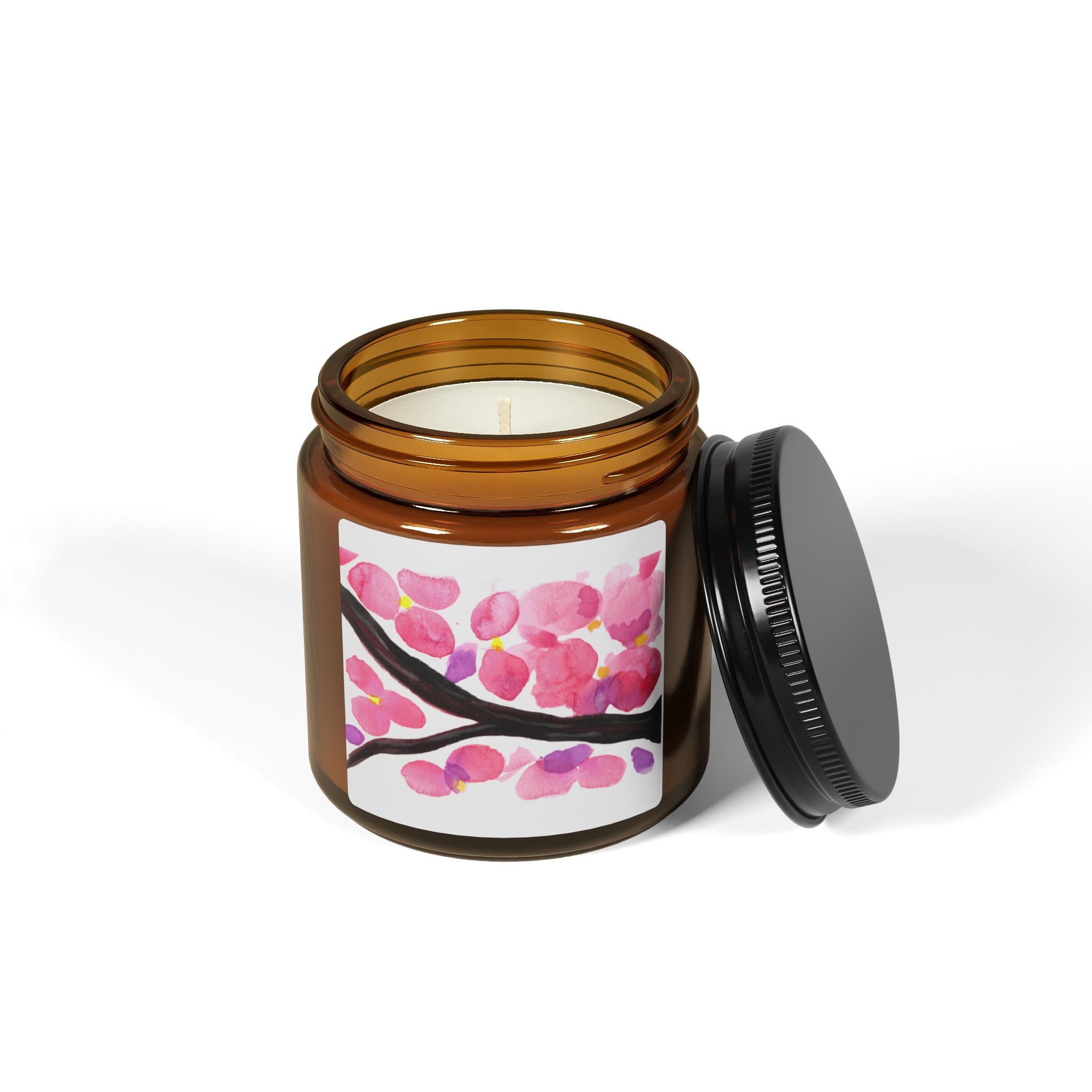 Artist Link: Cherry Blossom Soy Candle — Scented Amber Jar